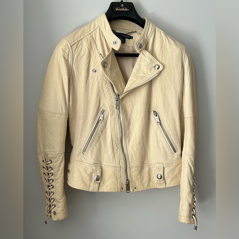 Ralph Lauren Motorcycle Leather Jacket. Size: Small/ XS ( see the note below)